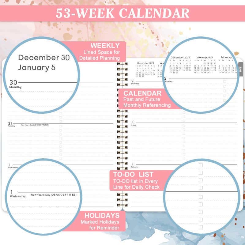 Coboll Planner 2025-2025 Planner Weekly and Monthly from Jan. 2025 to Dec.2025, 8 "" x 9.8 "", 2025 Planner with Flexible Cover, Large Daily Blocks - Image 5